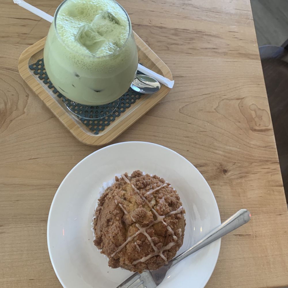 Java Owl Coffee House - Matcha latte and a pumpkin muffin - Coffee & Tea Near Me - Nassau Bay, Texas Java Owl Coffee House - Matcha latte and a pumpkin muffin - Coffee & Tea Near Me - Nassau Bay, Texas