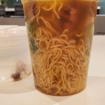 Mei Mei Chinese BBQ - Partly eaten and mixed (soup was in the separate smaller container) duck soup. - Barbeque Near Me - Honolulu, Hawaii