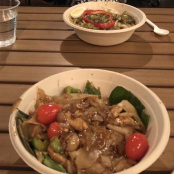 Crushcraft Thai Eats - Drunken noodles (front) and green curry (back) - Thai Near Me - Dallas, Texas