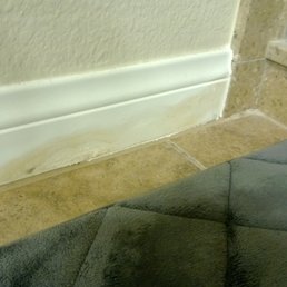 Water damage from walk-in shower Water damage from walk-in shower
