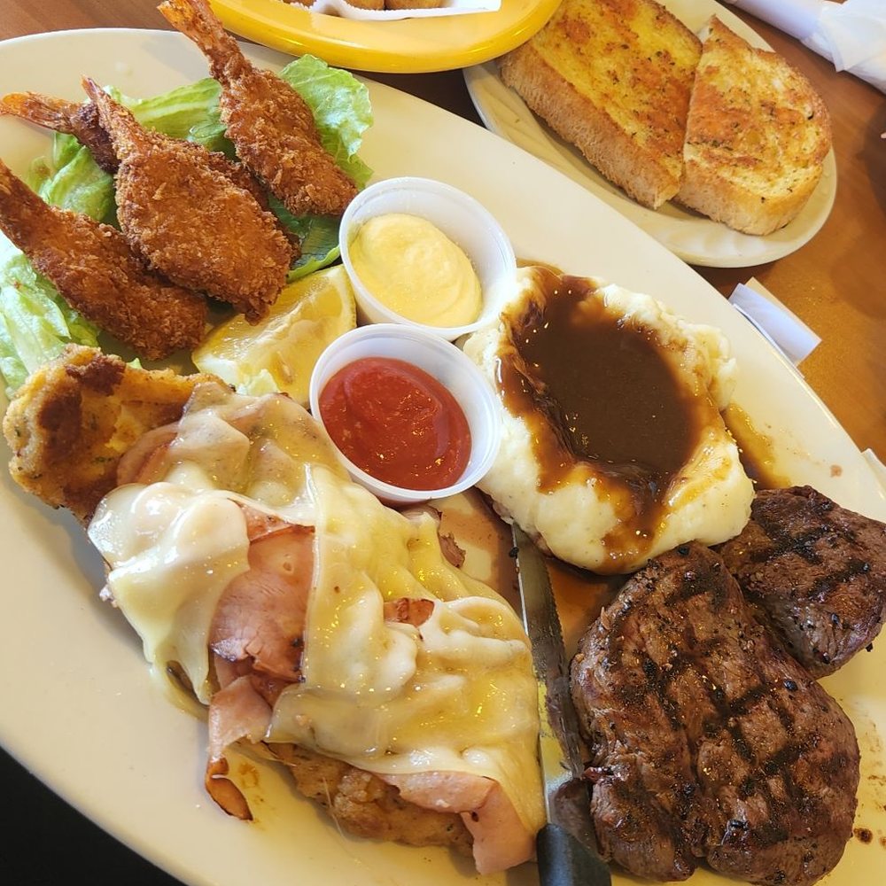Sammy’s Cafe - Steak, chicken breast with ham and cheese, fried shrimp, mash potatoes and gravy, bread and mozzarella sticks. - Breakfast & Brunch Near Me - Rialto, California Sammy’s Cafe - Steak, chicken breast with ham and cheese, fried shrimp, mash potatoes and gravy, bread and mozzarella sticks. - Breakfast & Brunch Near Me - Rialto, California