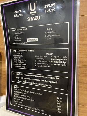 Menu photo 2 U Shabu Las Vegas, NV