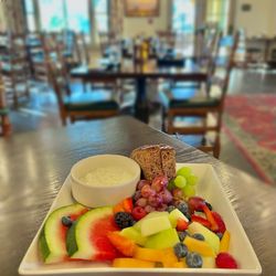 Furnace Creek Inn Dining Room - Continental Breakfast (melon, berries, grapes, yogurt, date bread)