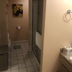 Bathroom facing away from Jacuzzi...toward shower and toilet room