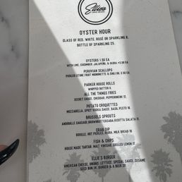 Oyster menu