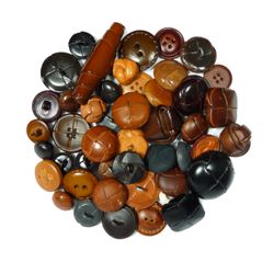 Leather buttons in various finishes, styles and sizes. Great for winter coats & sturdier fabrics.