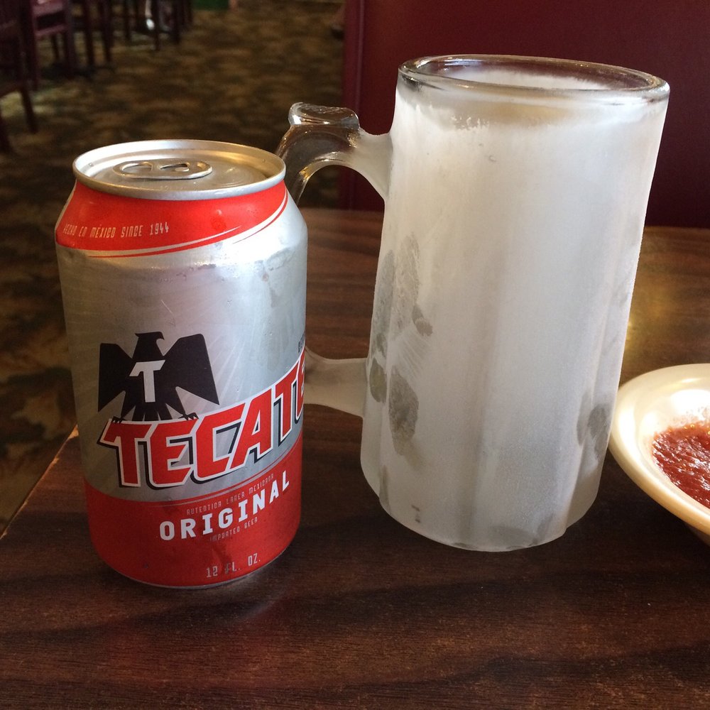 Beer comes with a frosted glass