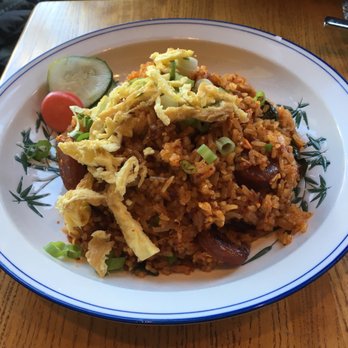 Thip Khao - Kua khao jaew bong (fermented chili fried rice, fish sauce, egg, zucchini squash, thai basil, pickled cucumber and radish) with sausage. - Laotian Near Me - Washington, DC, District of Columbia Thip Khao - Kua khao jaew bong (fermented chili fried rice, fish sauce, egg, zucchini squash, thai basil, pickled cucumber and radish) with sausage. - Laotian Near Me - Washington, DC, District of Columbia