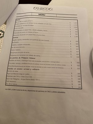 Menu photo 1 Oviedo Restaurante Buenos Aires, C