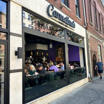 Carmelina's - Outdoor view with the open air windows. Great vibe! - Italian Near Me - Boston, Massachusetts