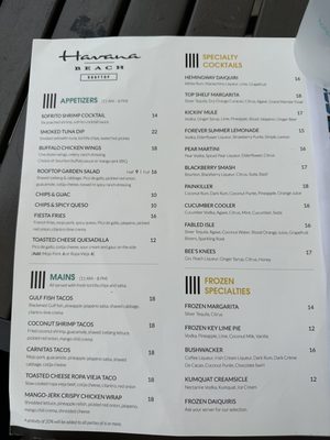 Menu photo 8 Havana Beach Rooftop Lounge Rosemary Beach, FL Menu photo 8 Havana Beach Rooftop Lounge Rosemary Beach, FL