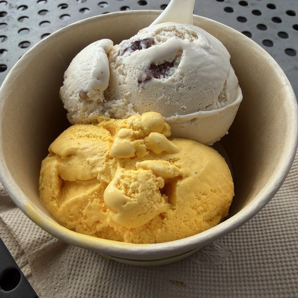 Eggnog and butter pecan ice cream