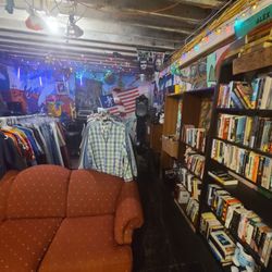 Deep Thoughts Record Shop - Downstairs books clothes and the stage