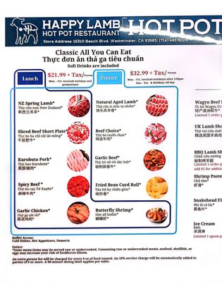 Menu photo 4 Happy Lamb Hot Pot Westminster, CA
