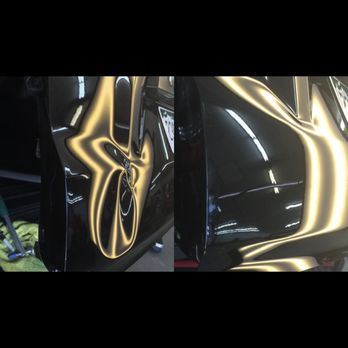 Precision Paintless Dent Removal - Before & after, tailgate large dent - Body Shops Near Me - Longmont, Colorado Precision Paintless Dent Removal - Before & after, tailgate large dent - Body Shops Near Me - Longmont, Colorado