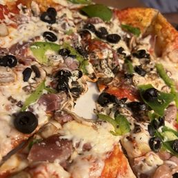 a close up of a pizza