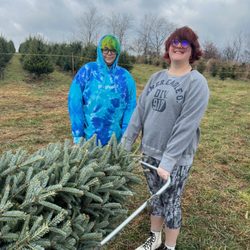 Hozak Farms - Dolly for getting tree from the field to the tractor pick-up spot.