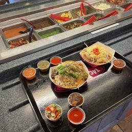 Salsa bar and tostadas Salsa bar and tostadas