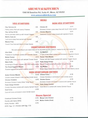 Menu photo 5 Arusuvai Kitchen Mesa, AZ