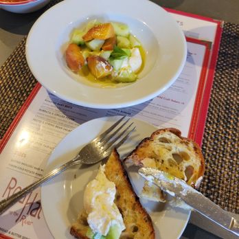 Red Hat on the River - burrata and grilled peach - Seafood Near Me - Irvington, New York Red Hat on the River - burrata and grilled peach - Seafood Near Me - Irvington, New York