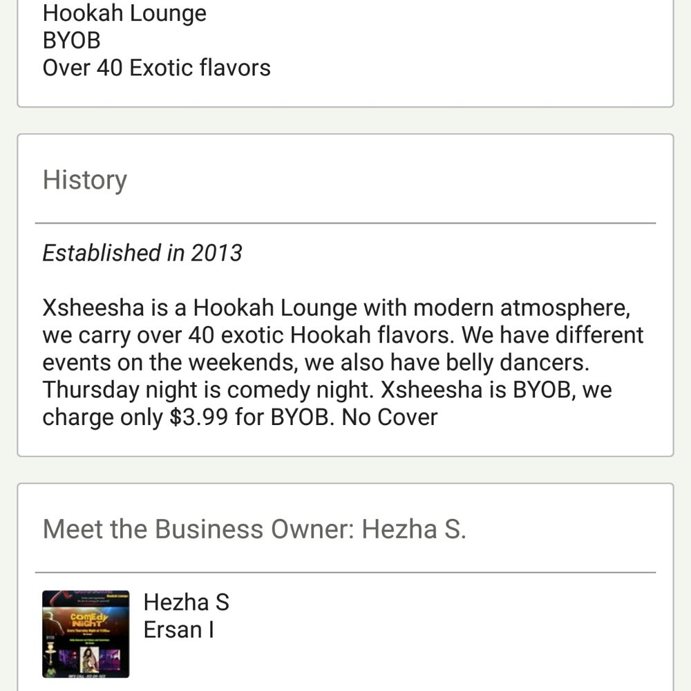Xsheesha - Inaccurate. They charge $5 for cover and another $5 for who knows what. - Hookah Bars Near Me - Addison, Texas Xsheesha - Inaccurate. They charge $5 for cover and another $5 for who knows what. - Hookah Bars Near Me - Addison, Texas
