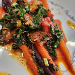 Heirloom carrots with kale and saffron