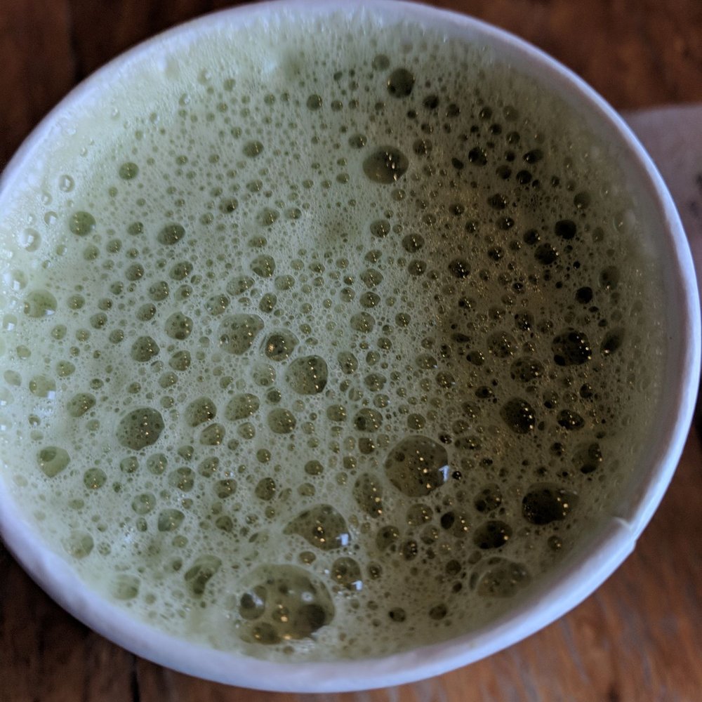 Matcha latte with almond milk Matcha latte with almond milk