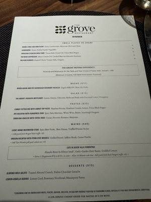 Menu photo 6 The Grove at Copia Napa, CA