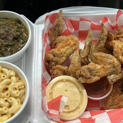 Kevlar's Grill - 6 Garlic Wings Collard Greens Mac N Cheese.