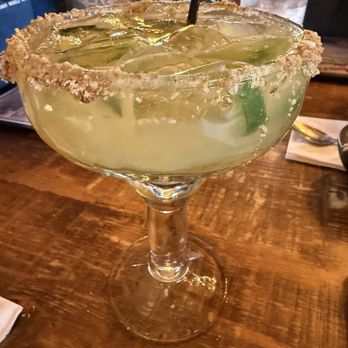 La Posta de Mesilla - Cucumber jalapeño margarita rimmed with local honey & pecans - Mexican Near Me - Mesilla, New Mexico