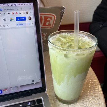 Damask Rose Coffee - Iced Matcha Latte - Coffee & Tea Near Me - Oakland, California Damask Rose Coffee - Iced Matcha Latte - Coffee & Tea Near Me - Oakland, California