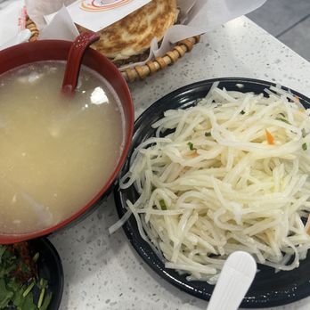 Crispy Rougamo - Shredded Potatoes 凉拌土豆丝 Signature Lamb Soup 招牌羊肉汤 Crispy Pork Bun 1Pc 千层肉夹馍 猪肉 1Pc - Chinese Near Me - Irvine, California