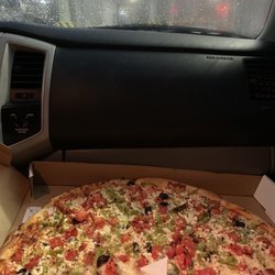 Mambo Gourmet Pizza - Mambo special Pizza on my lap as we wait to board the ferry