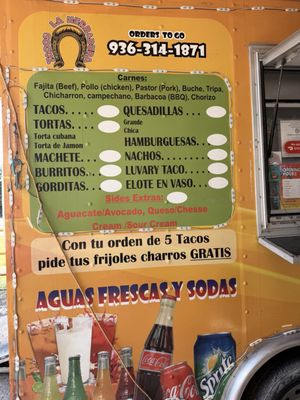 Menu photo 1 Tacos La Herradura Conroe, TX