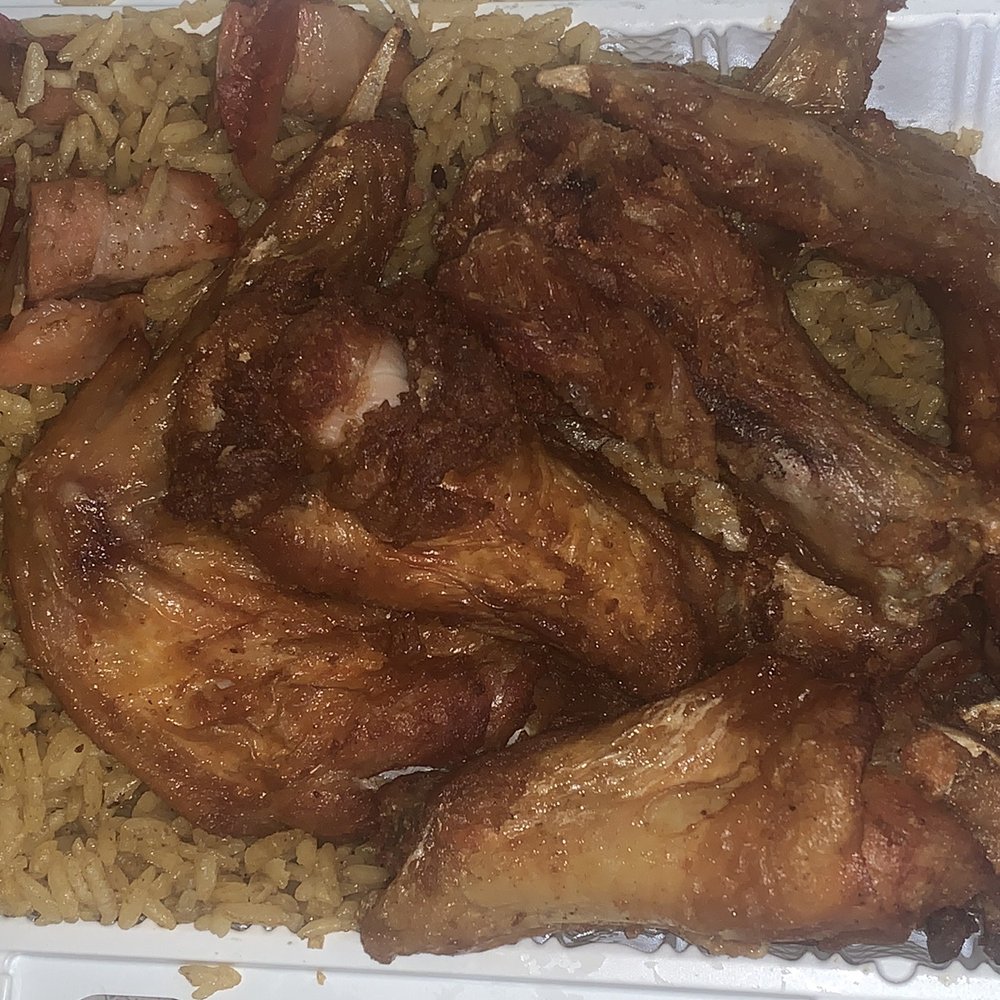 Soy chicken Wings and pork fried rice. Order early because they normally run out of chicken by 9-10pm. Soy chicken Wings and pork fried rice. Order early because they normally run out of chicken by 9-10pm.