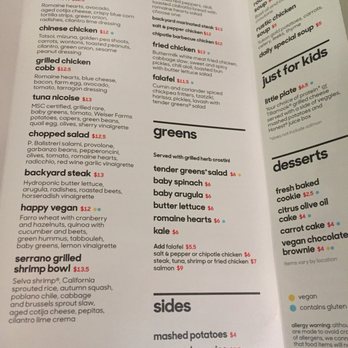 Tender Greens - Menu (page 2). - New American Near Me - El Segundo, California Tender Greens - Menu (page 2). - New American Near Me - El Segundo, California