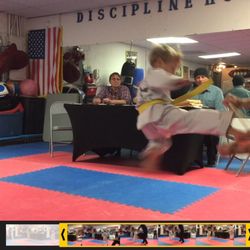 Chae's Taekwondo Academy - Green belt testing. Breaking adult board.