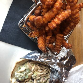 Post 25 Kitchen & Lounge - Chicken salad pita and sweet potato fries - Bars Near Me - Arden, North Carolina Post 25 Kitchen & Lounge - Chicken salad pita and sweet potato fries - Bars Near Me - Arden, North Carolina