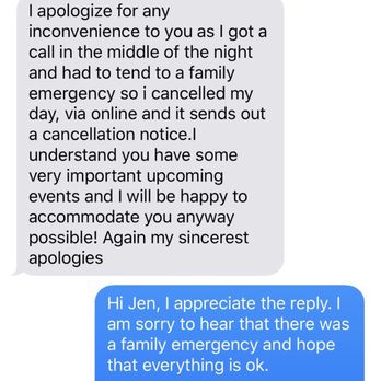 Hair by JW - Says she'd accommodate me "anyway" for cancelling my appointment - Hair Stylists Near Me - Santa Clara, California