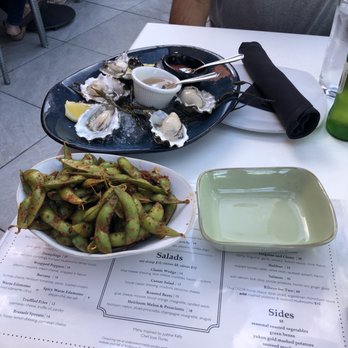 Rooftop - Top: oysters Bottom: spicy warm edamame - New American Near Me - Walnut Creek, California Rooftop - Top: oysters Bottom: spicy warm edamame - New American Near Me - Walnut Creek, California