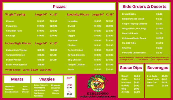 Menu photo 1 Robin Hood Pizza Bonney Lake, WA Menu photo 1 Robin Hood Pizza Bonney Lake, WA