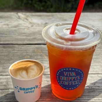 Drippys Coffee - Cortado and iced Earl Grey tea - Coffee & Tea Near Me - San Antonio, Texas