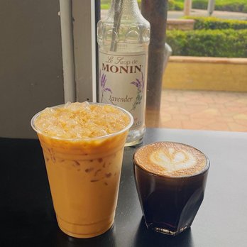The Combine Kitchen - Honey lavender latte and Cortado - Coffee & Tea Near Me - Rancho Cucamonga, California