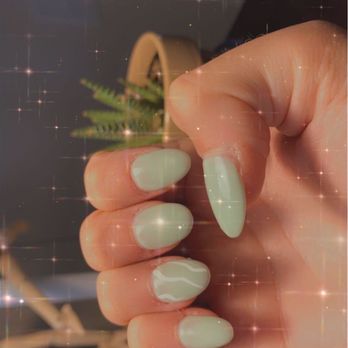 Grand Spa & Nail - sage green nails with squiggle decoration - Nail Salons Near Me - Denver, North Carolina Grand Spa & Nail - sage green nails with squiggle decoration - Nail Salons Near Me - Denver, North Carolina