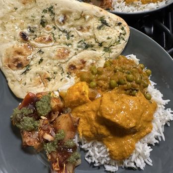 Bollywood Grill - Plated meal at home (naan from Trader Joe's) - Indian Near Me - Milwaukee, Wisconsin Bollywood Grill - Plated meal at home (naan from Trader Joe's) - Indian Near Me - Milwaukee, Wisconsin