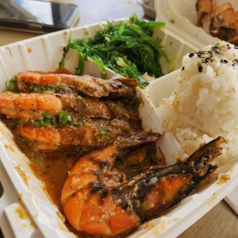 Wake Up Delicious - Garlic shrimp and seaweed salad. Best meal in Hawaii. - Hawaiian Near Me - Hanalei, Hawaii