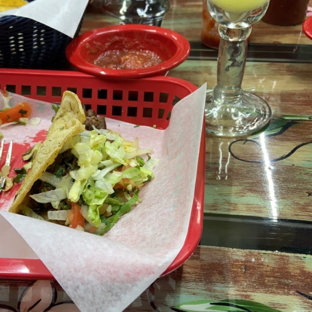 Regular margarita and Tacos de Carne Asada Regular margarita and Tacos de Carne Asada