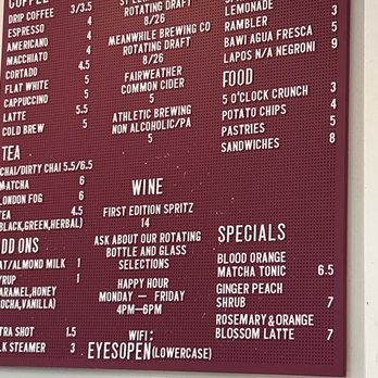 First Light Books - Coffee bar menu 2025 - Bookstores Near Me - Austin, Texas