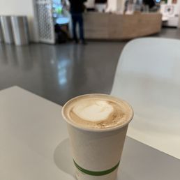 Expensive latte - presentation starbucks level, taste similar. Expensive latte - presentation starbucks level, taste similar.