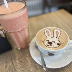 Beanhive - My chai latte was amazing as well as the artwork, and of course I couldn't leave out the strawberry shake !!